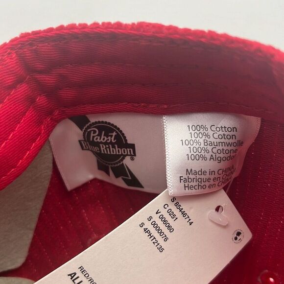 Pabst Blue Ribbon PBR Racing Team‎ Red Corduroy Snapback Adjustable Hat Cap NWT - Picture 5 of 6